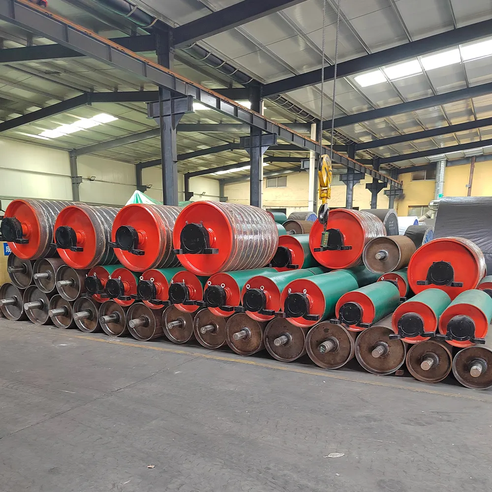Diamond Rubber Lagged Drive Pulley & Plain Conveyor Bend Drum Assembly - Conveyor Pulleys - grmmachinery.com